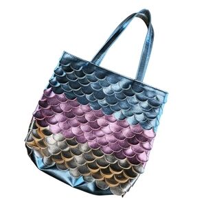 multicolor mermaid / scallop tote bag